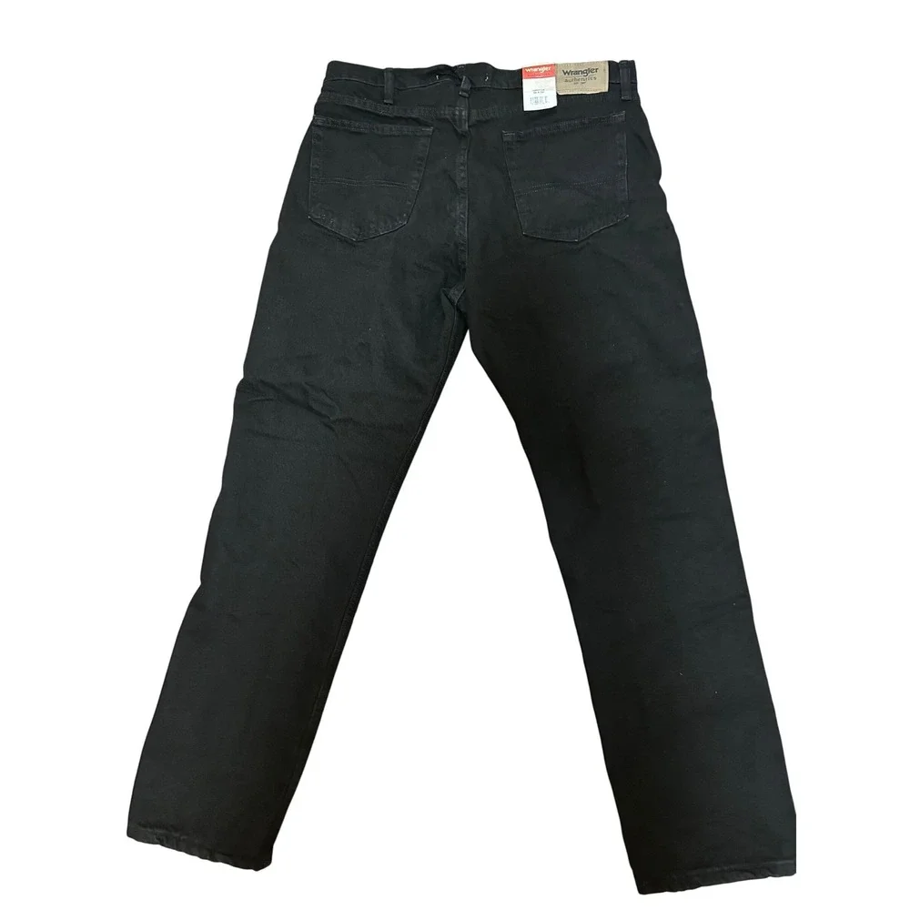 Wrangler‎ Authentics Mens Fleece Lined Jeans Black Straight Leg 34x32 10ZM2FLCB